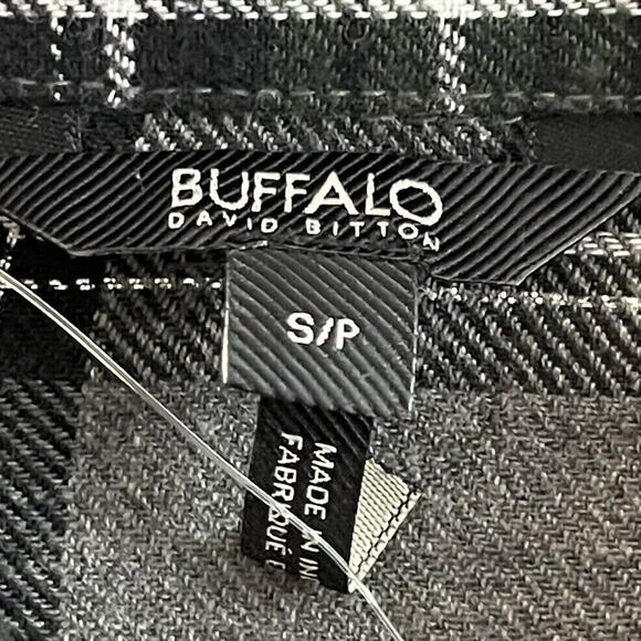 Buffalo David Bitton Shirt Womens Small Gray Green Plaid Flannel Button Up NEW - Picture 2 of 12